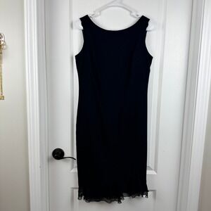 Donna Ricco New York Women's Size 4 Black Sleeveless Ruffle Hem Sheath Dress